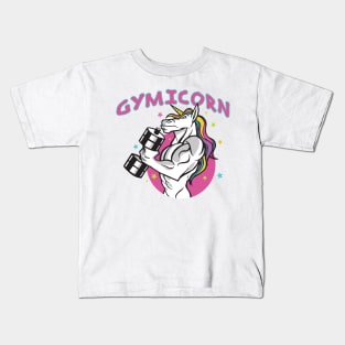 The Gymicorn, A One-ear Motif With Dumbbell Training Kids T-Shirt